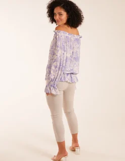 Butterfly Floral Print Gypsy Chiffon Blouse