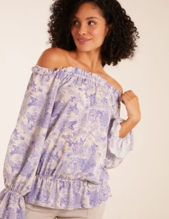 Butterfly Floral Print Gypsy Chiffon Blouse