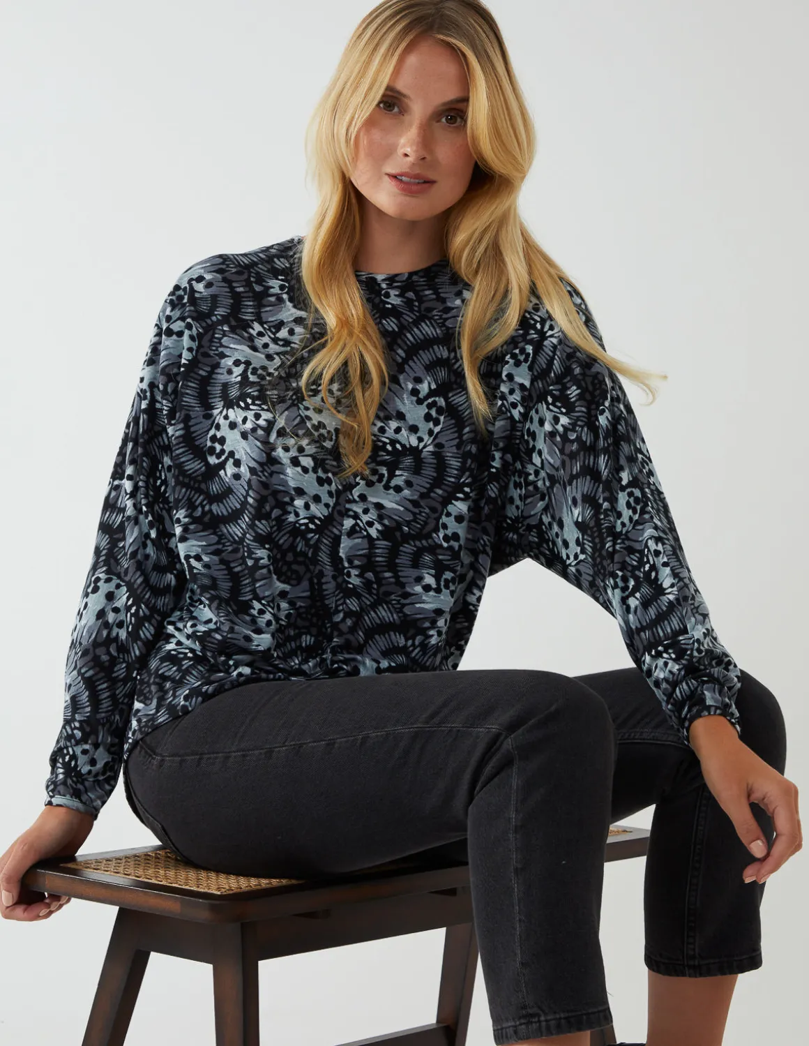 Butterfly Print Knot Top