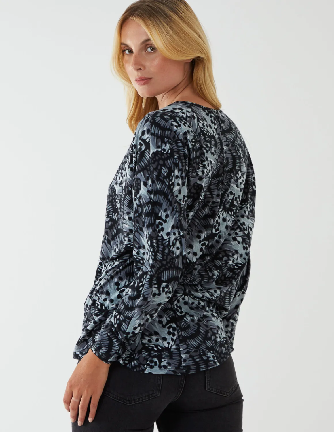 Butterfly Print Knot Top