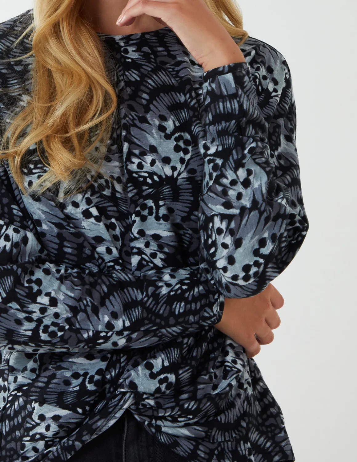 Butterfly Print Knot Top