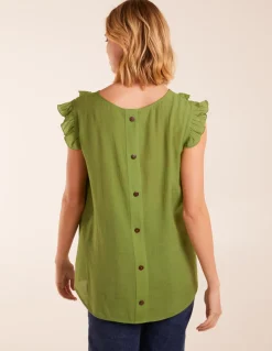 Button Back Frill Top