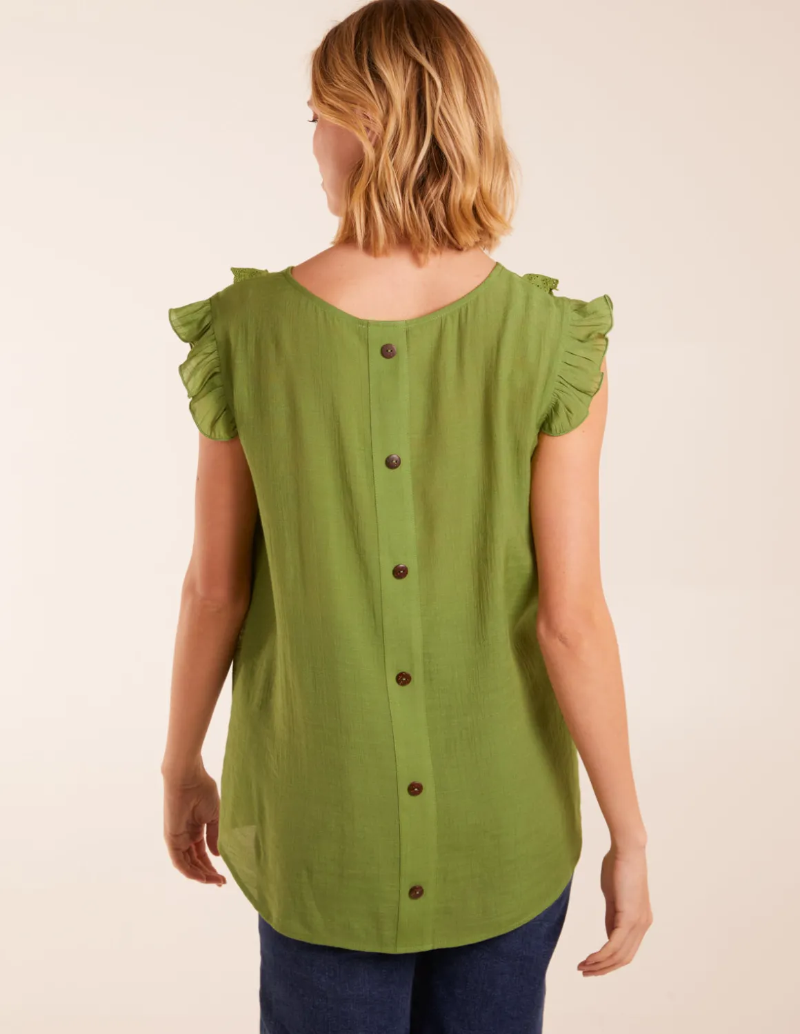 Button Back Frill Top