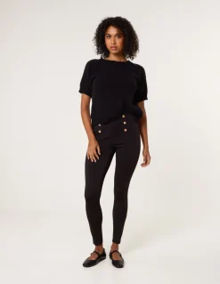 Button Detail Shaping Pants