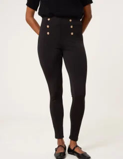 Button Detail Shaping Pants