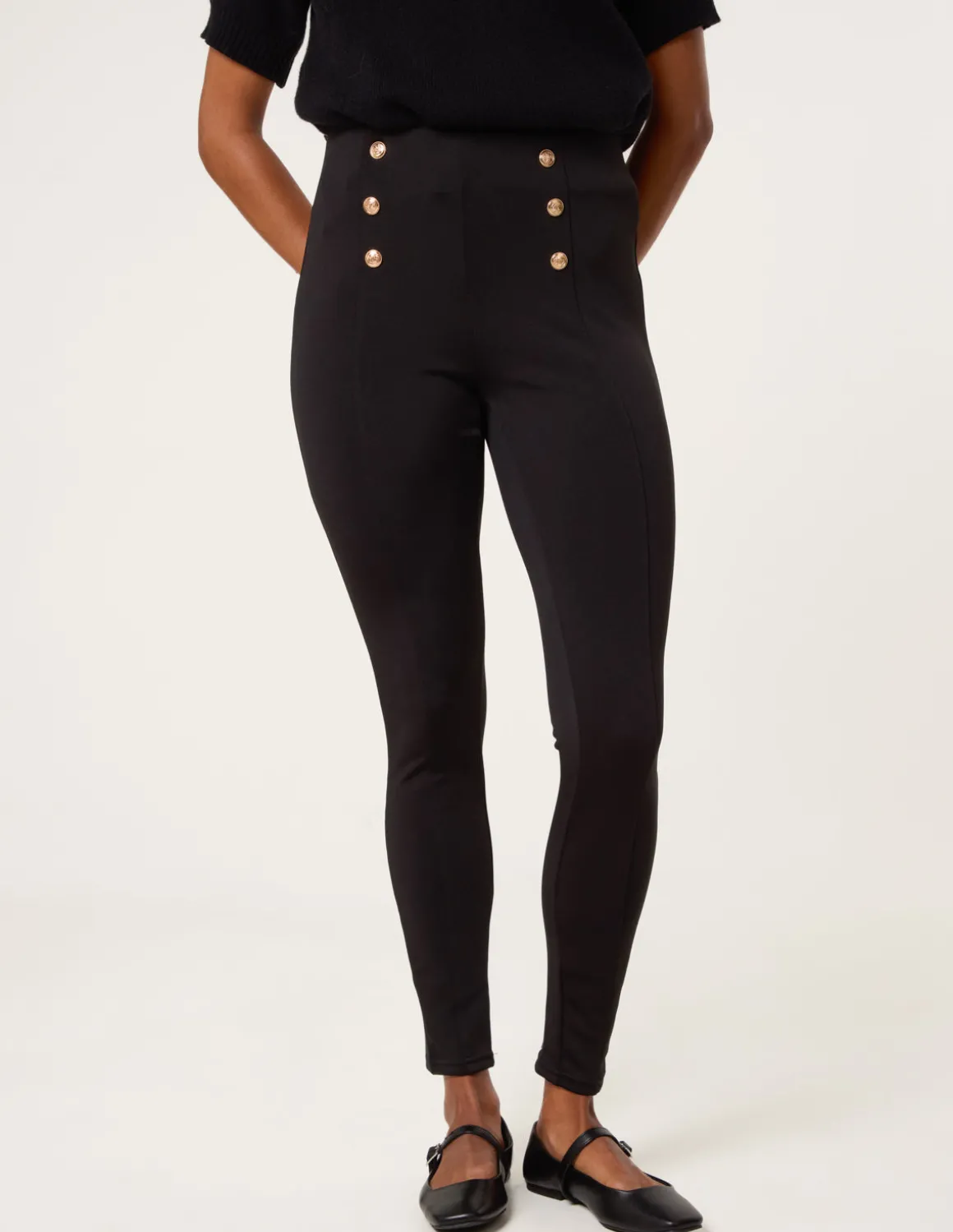 Button Detail Shaping Pants