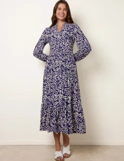 Button Front Collared Midi Dress