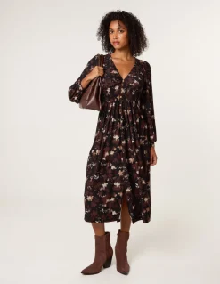 Button Front Midi Dress