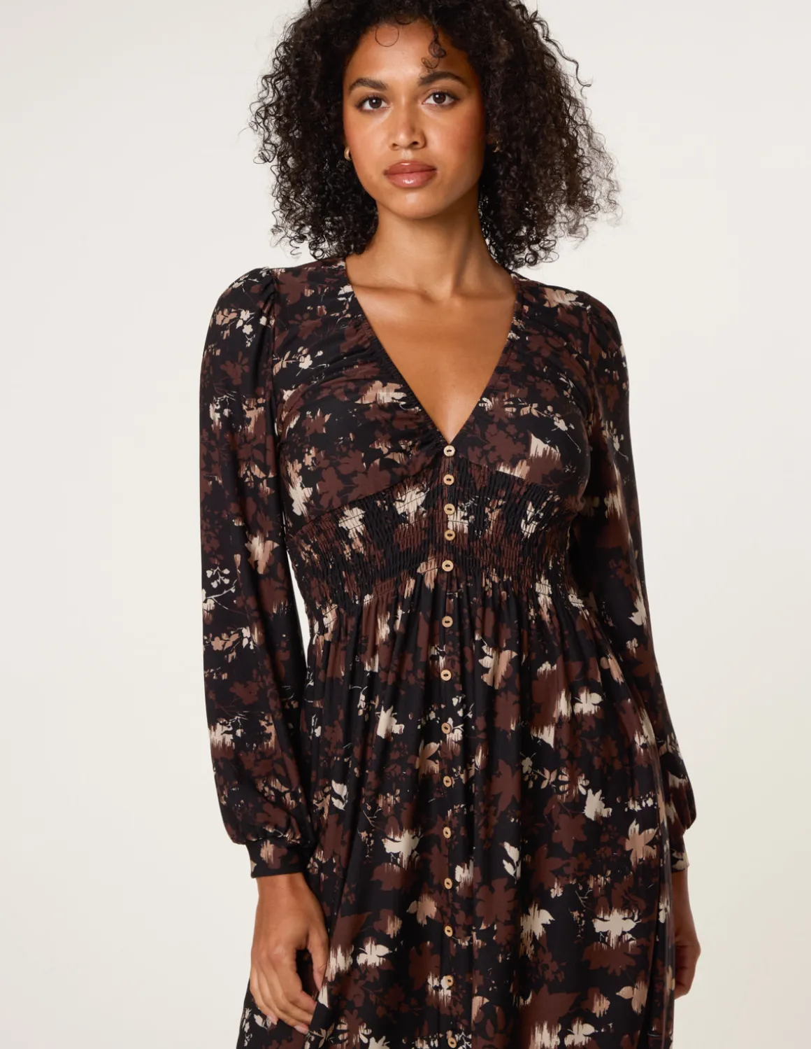 Button Front Midi Dress