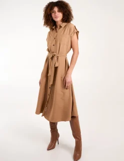 Button Front Midi Utility Shirt Dress