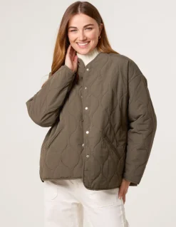 Button Front Quilted Jacket