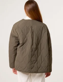 Button Front Quilted Jacket