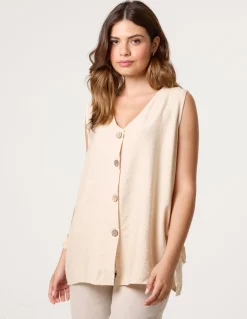 Button Through Side Detail Waistcoat Top