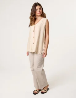 Button Through Side Detail Waistcoat Top
