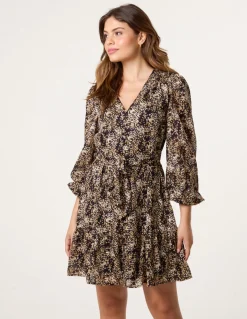 Button Up Belted Chiffon Mini Dress