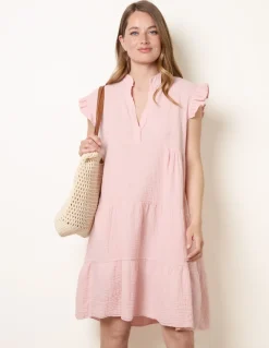 Cheesecloth Frill Sleeve Tunic