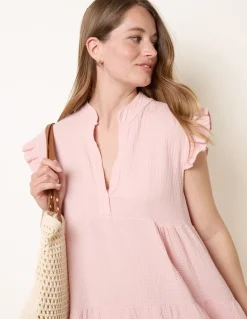 Cheesecloth Frill Sleeve Tunic