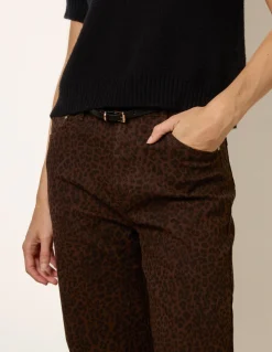 Chocolate Leopard Print Wide Leg Jeans