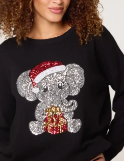 Christmas Sequin Elephant Jumper