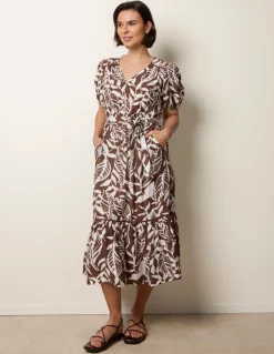 Coconut Button Belted Midi Dress