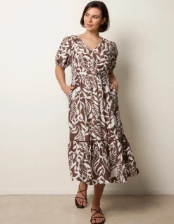 Coconut Button Belted Midi Dress