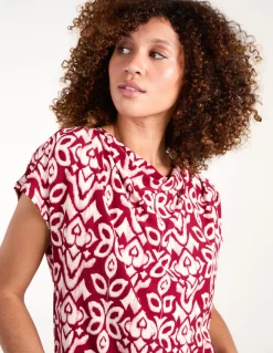Cowl Neck Deep Hem Top