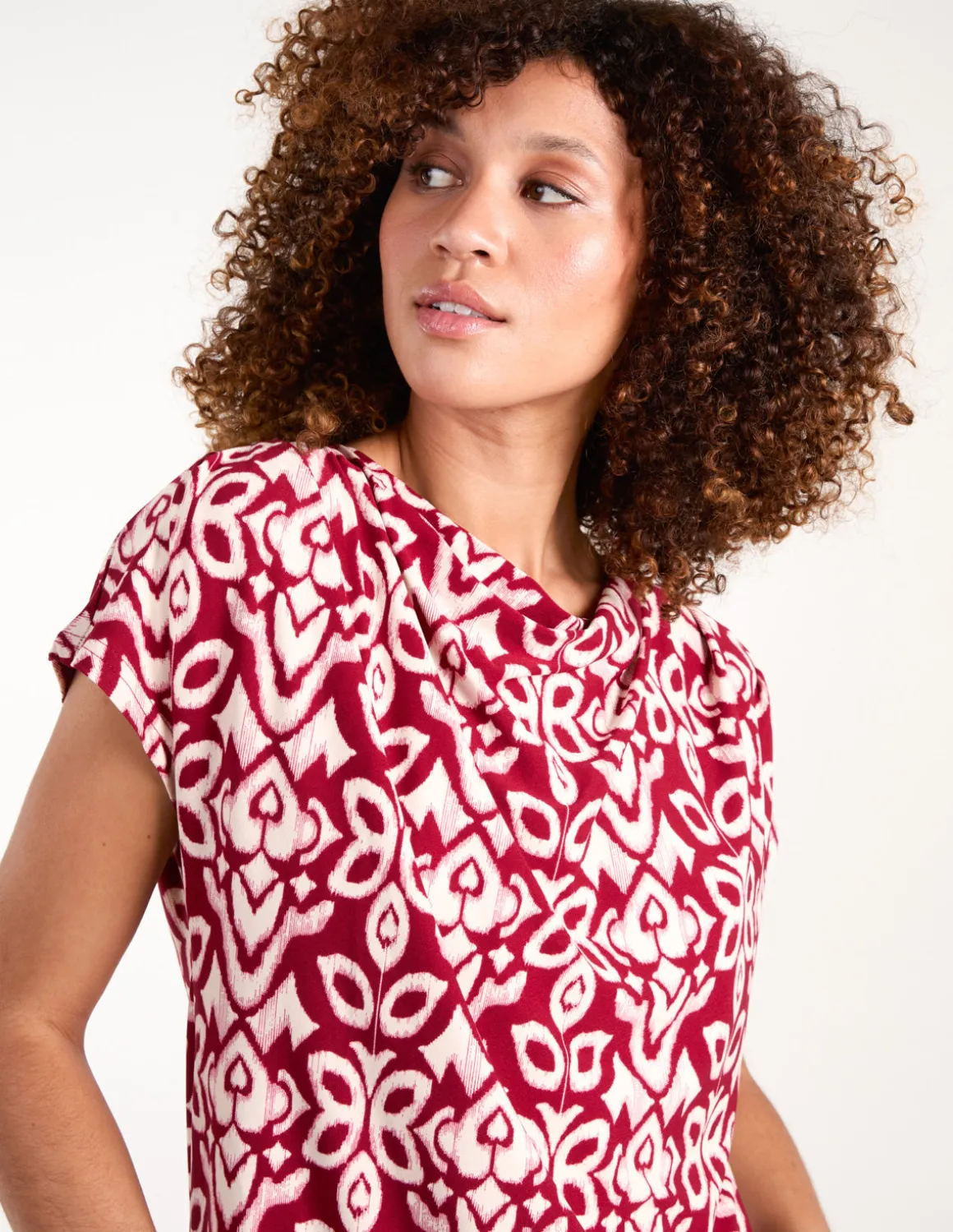 Cowl Neck Deep Hem Top