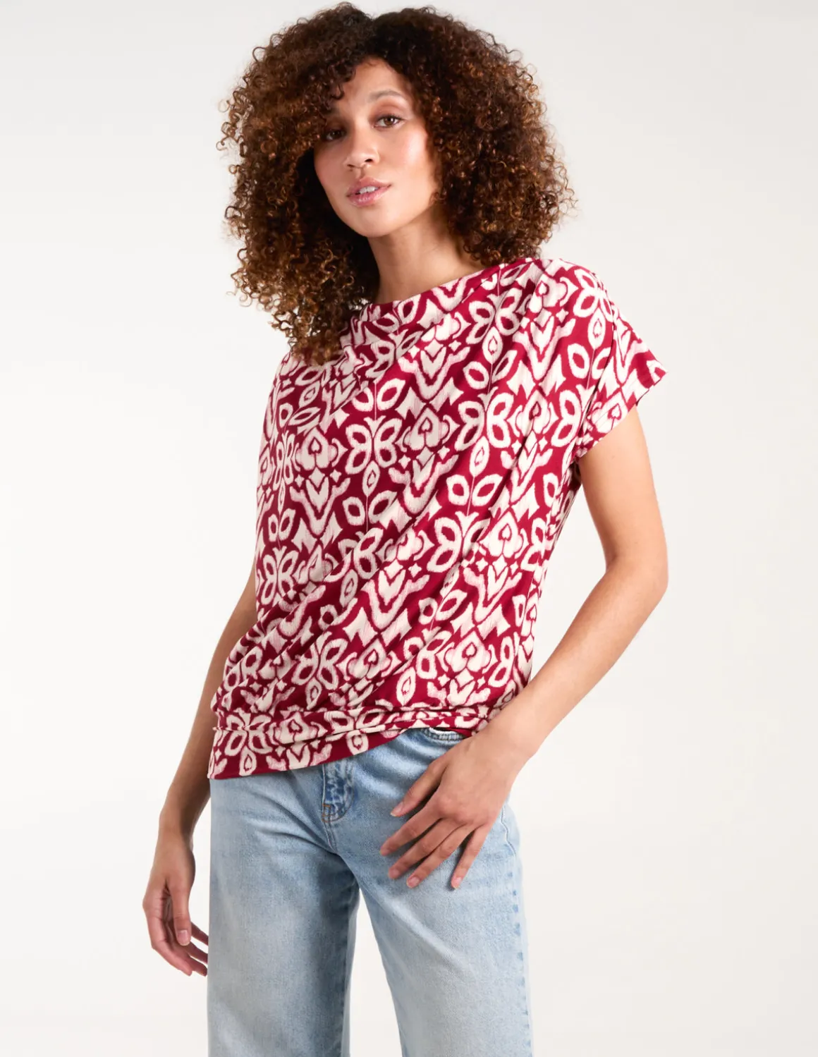 Cowl Neck Deep Hem Top