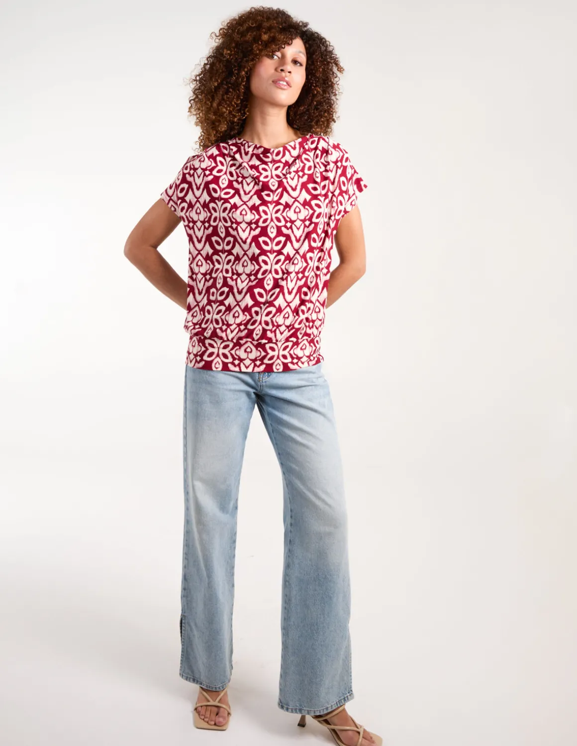 Cowl Neck Deep Hem Top