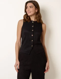 Crew Neck Button Through Vest