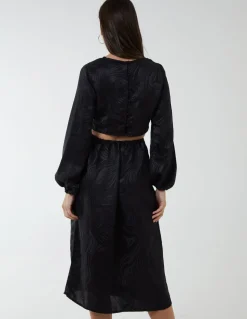 Crew Neck Cut Out Midi Dress
