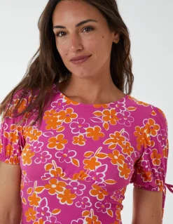 Crew Neck Midi Dress With Scrunchie Back Detail