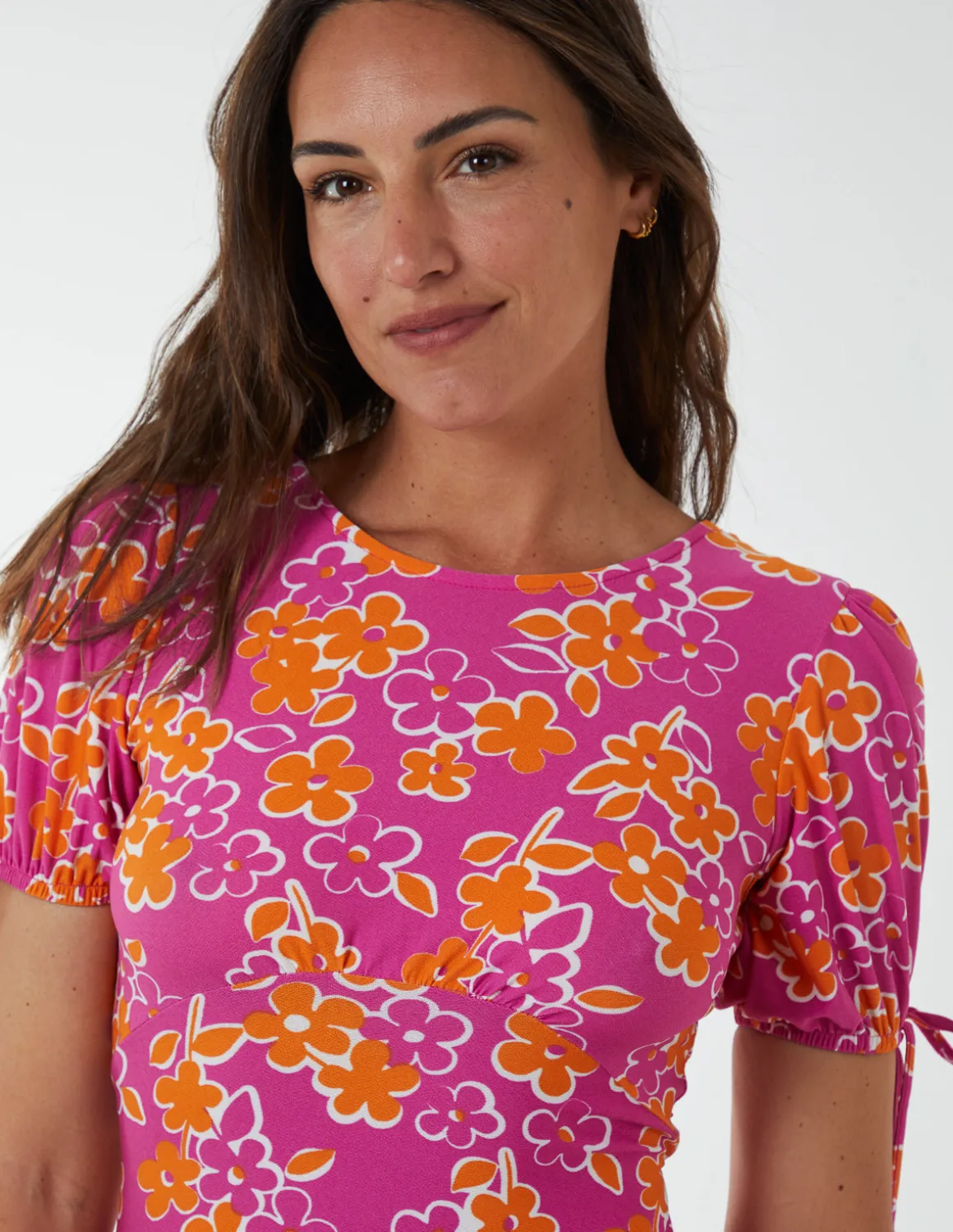 Crew Neck Midi Dress With Scrunchie Back Detail