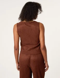 Crinkle Button Front Waistcoat
