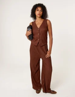 Crinkle Button Front Waistcoat