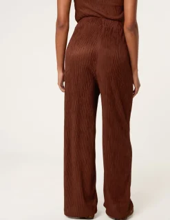 Crinkle Elasticated Waist Wide Leg Trousers