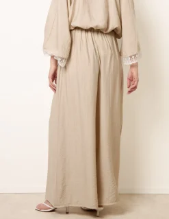 Crinkle Viscose Wide Leg Trousers