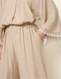 Crinkle Viscose Wide Leg Trousers