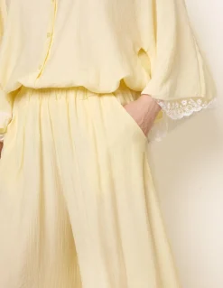 Crinkle Viscose Wide Leg Trousers