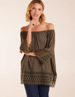 Crochet Detailed Bardot Top