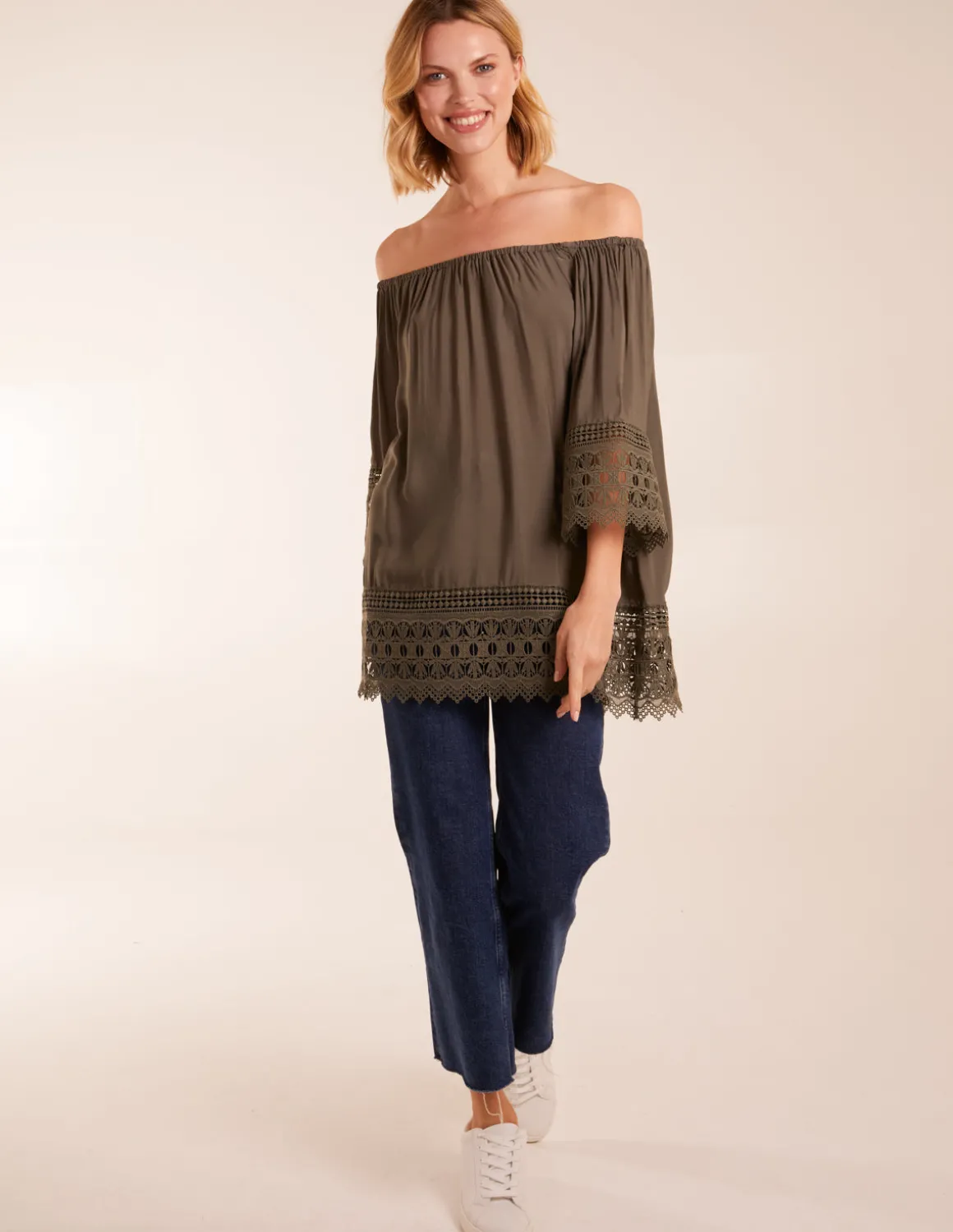 Crochet Detailed Bardot Top