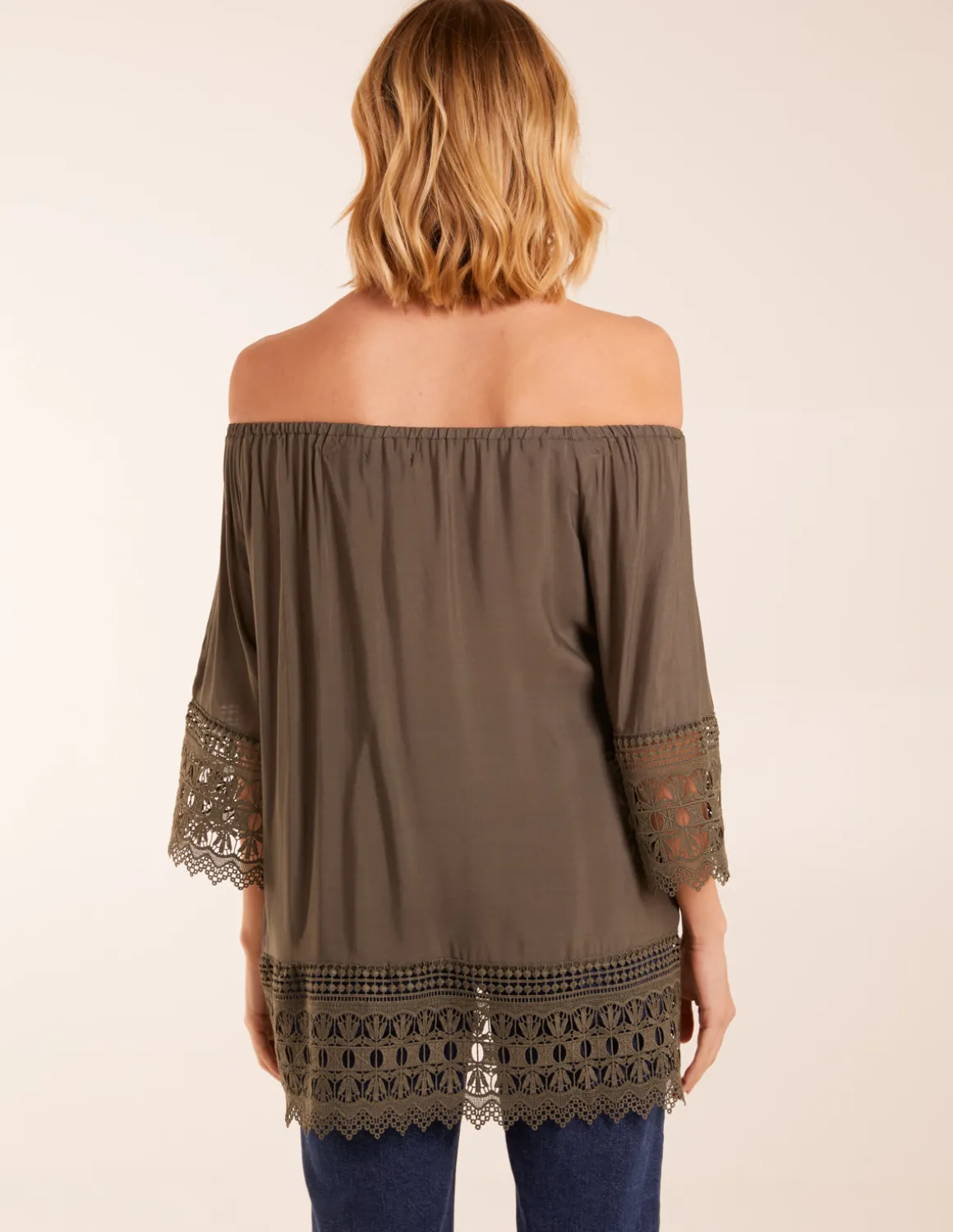 Crochet Detailed Bardot Top