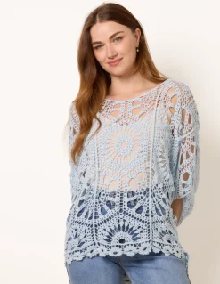 Crochet Detailed Kimono Top
