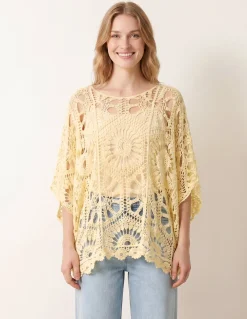 Crochet Detailed Kimono Top