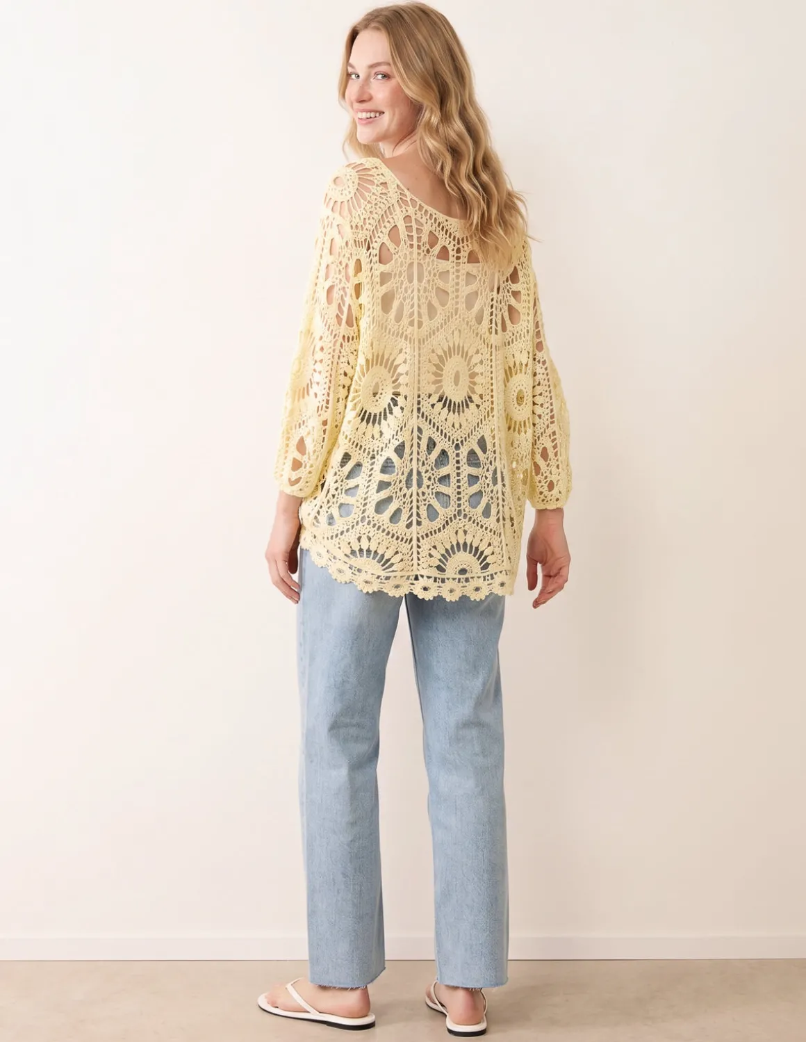 Crochet Detailed Kimono Top