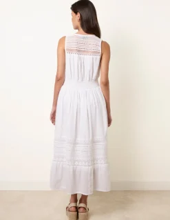 Crochet Insert Button Midi Dress