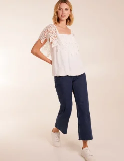 Crochet Lace Milkmaid Puff Ball Top