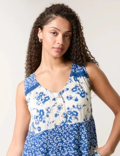 Crochet Mix Button Front Top