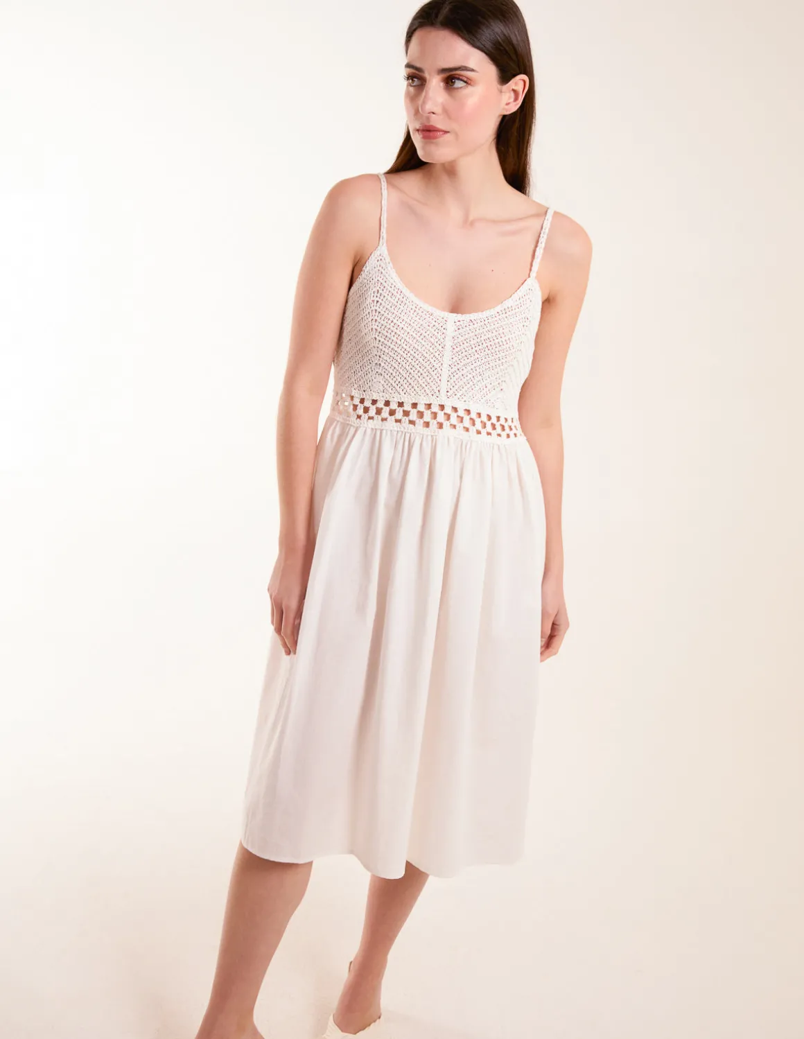 Crochet Strap Midi Cami Dress