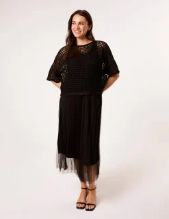 Crochet Top Pleat Dress